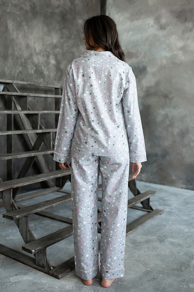 Пижамный костюм из фланели с брюками Pink Stars FL0010-59-69 фото