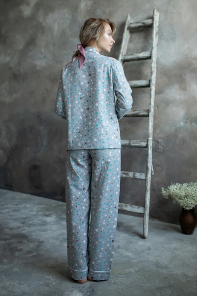Пижамный костюм из фланели с брюками Blue Stars FL0010-58-69 фото