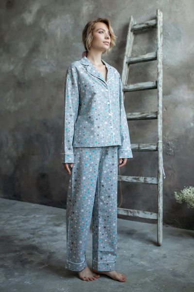 Flannel pajamas with trousers Blue Stars