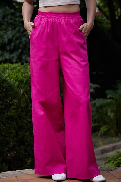 Trousers made of 100% linen Raspberries