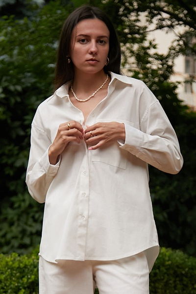 Сорочка з довгим рукавом зі 100% льону Cream LN0058-09-60 фото