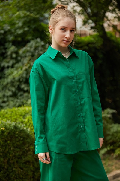 long-sleeve shirt made of 100% linen Green