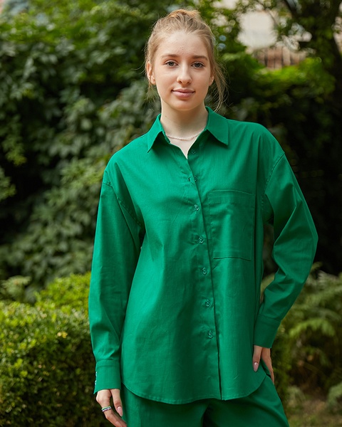 Сорочка з довгим рукавом зі 100% льону Green LN0058-07-60 фото