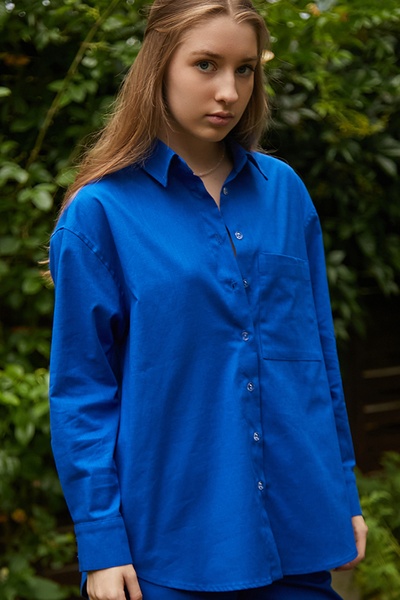 Сорочка з довгим рукавом зі 100% льону Electric LN0058-13-60 фото
