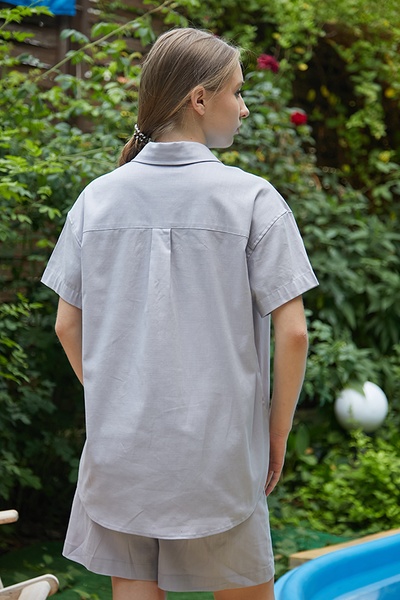 Сорочка з коротким рукавом зі 100% льону Grey LN0059-12-50 фото
