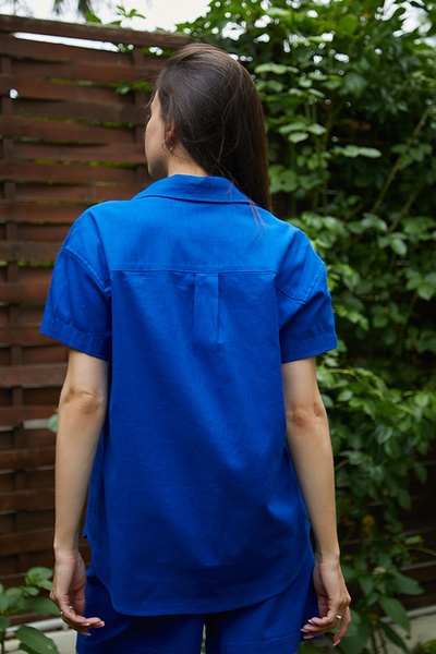 Сорочка з коротким рукавом зі 100% льону Electric LN0059-13-50 фото