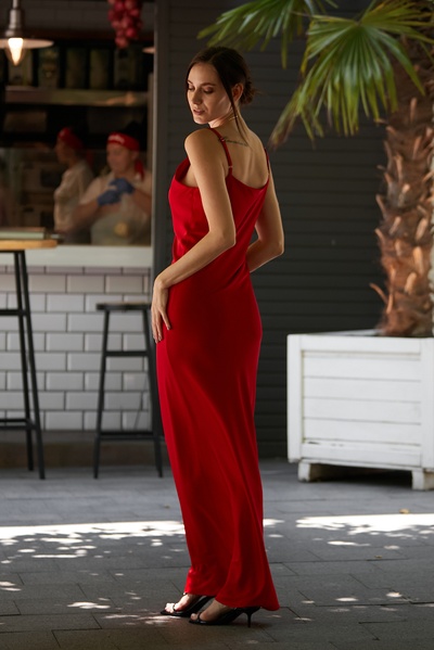 Silk dress - combination Scarlet