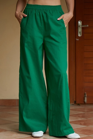 Trousers made of 100% linen Green