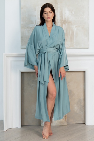 Silk and cotton dressing gown Aquamarine