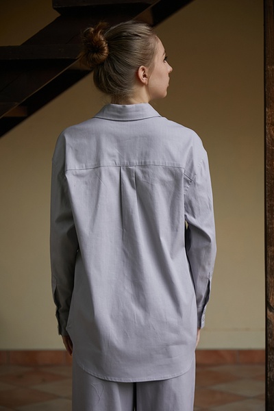 Сорочка з довгим рукавом зі 100% льону Grey LN0058-12-60 фото