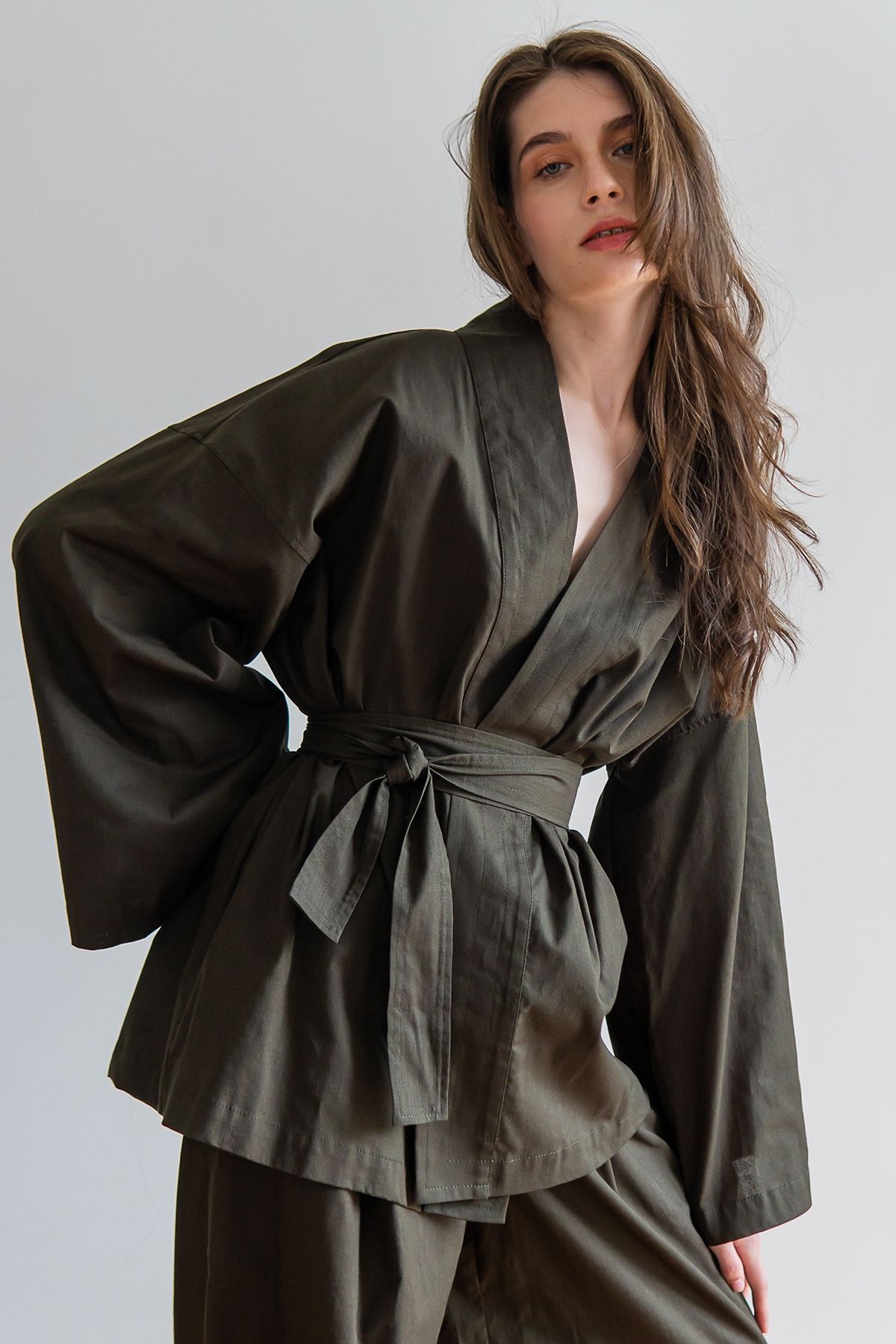Кімоно - сорочка зі льону Military (M/L) LN0071-15-60 фото