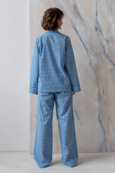 Cotton pajamas with trousers Navy Plaid