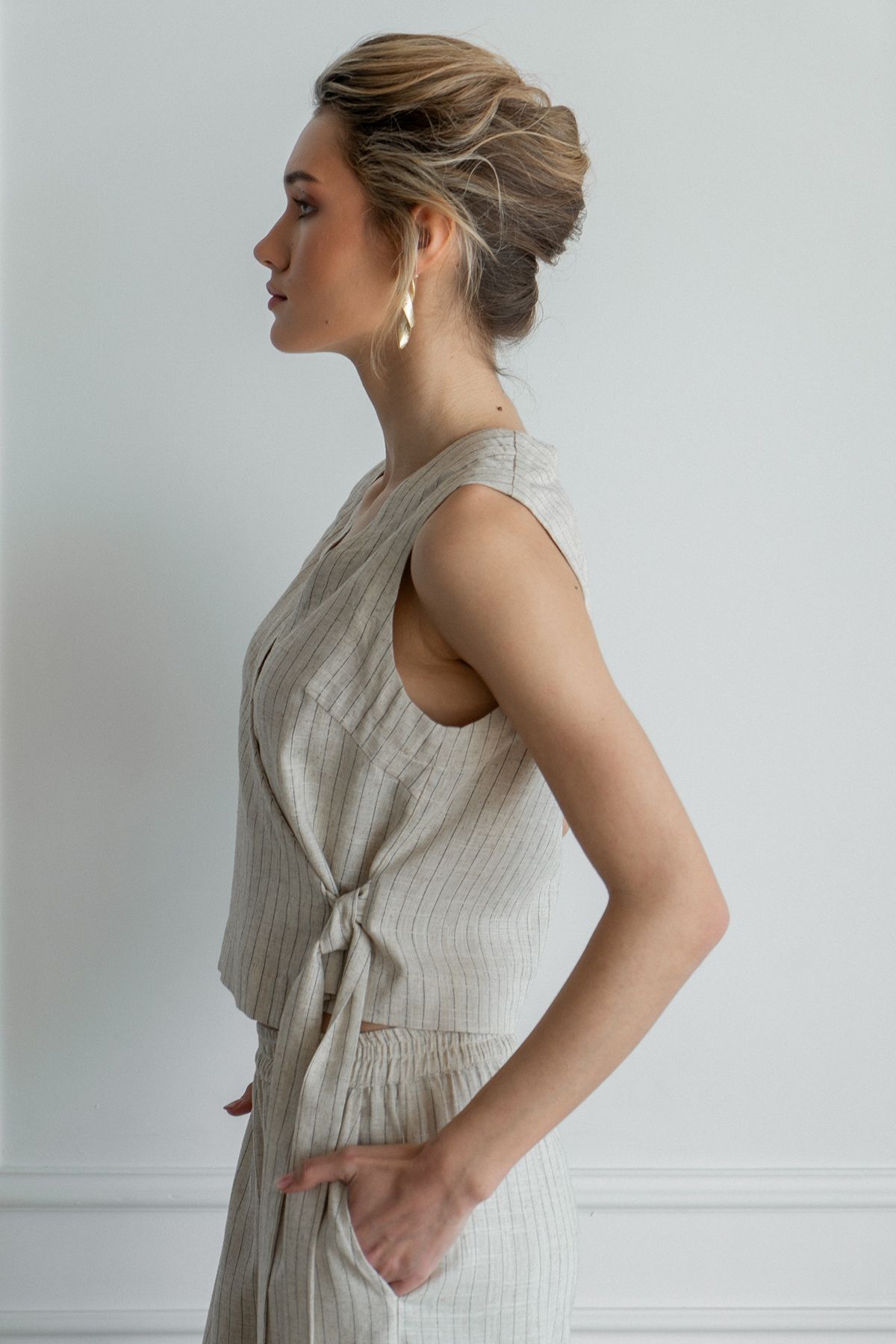 Linen crossover top Band