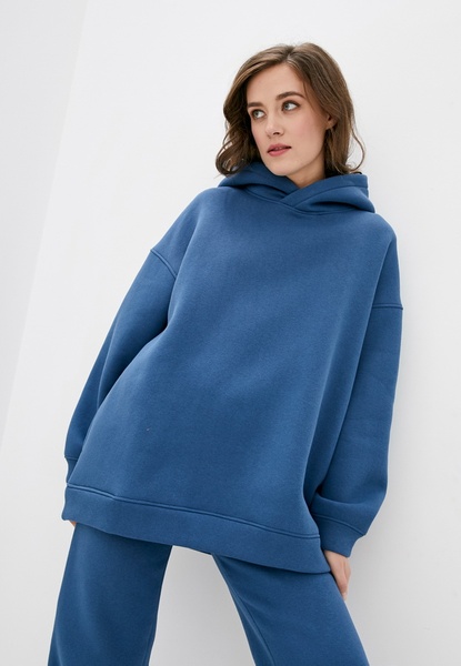 Hoodie knitted with a hood on fleece Teal