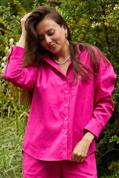 Рубашка с длинным рукавом из 100% льна Raspberries LN0058-87-60 фото
