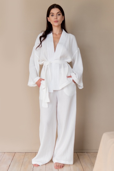 Pajama suit - kimono with trousers Ivory