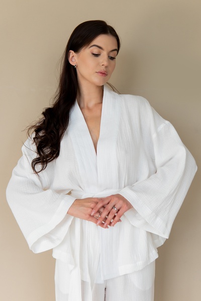 Pajama suit - kimono with trousers Ivory