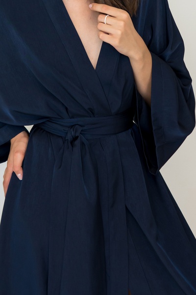 Silk and cotton dressing gown Navy