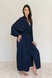 Silk and cotton dressing gown Navy