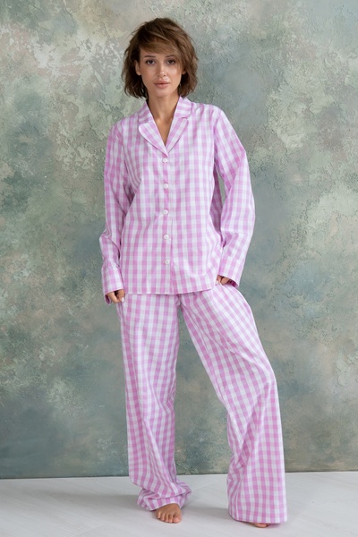 Cotton pajamas with trousers Rose Plaid