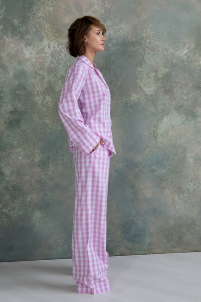 Cotton pajamas with trousers Rose Plaid