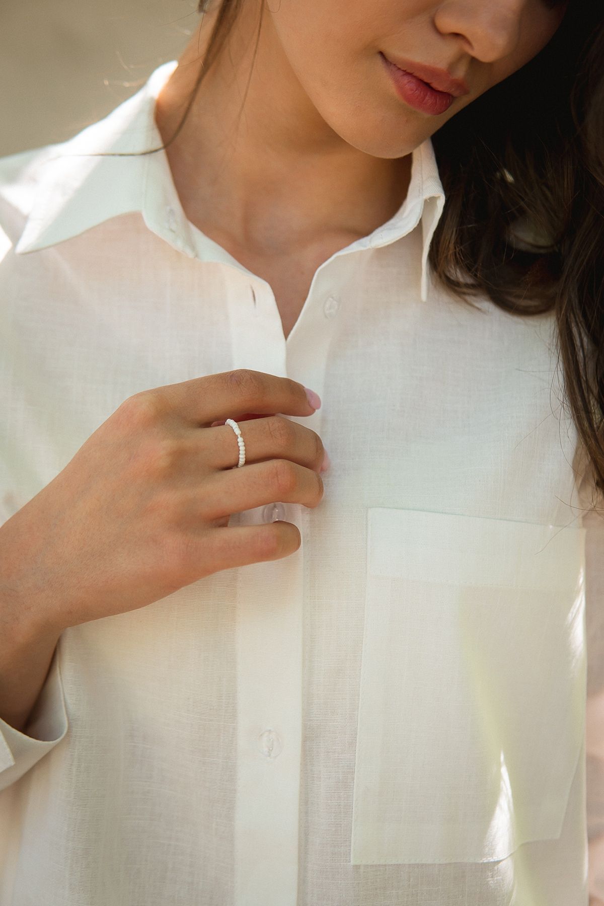 long-sleeve shirt made of 100% linen Cream (XL/XXL)