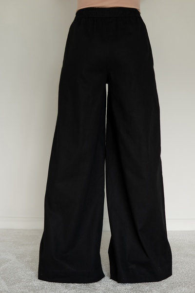 Darted linen trousers Black