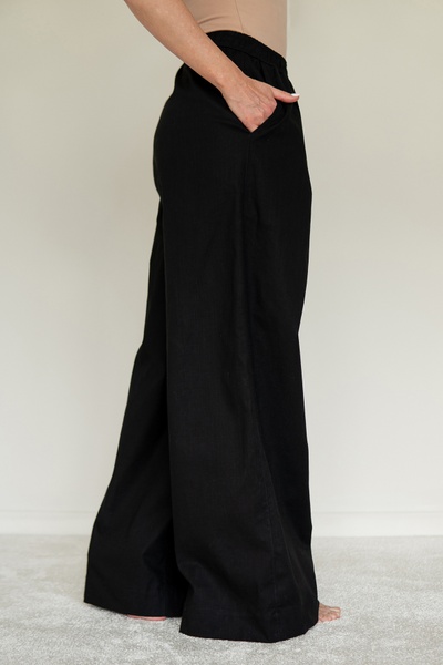 Darted linen trousers Black