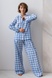 Cotton pajamas with trousers Blue Plaid