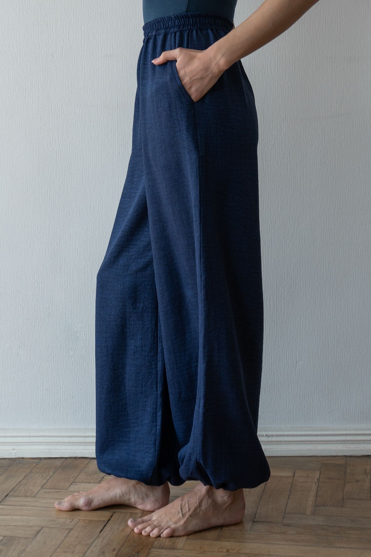 Linen bloomer trousers Denim