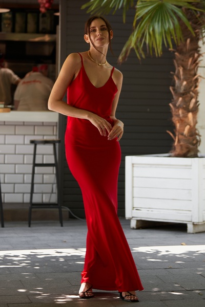 Silk dress - combination Scarlet