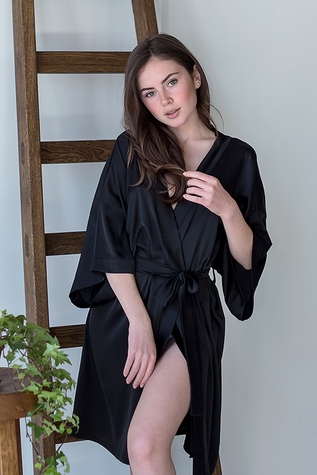 Silk dressing gown Black