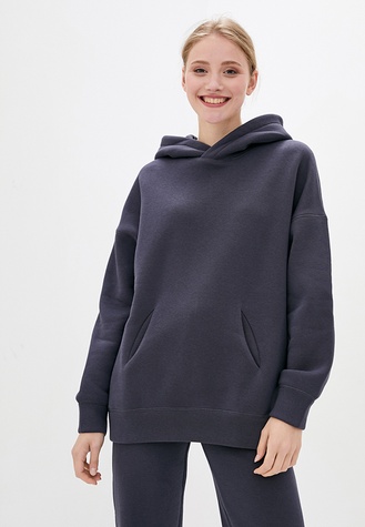 Hoodie knitted with a hood on fleece Graphite